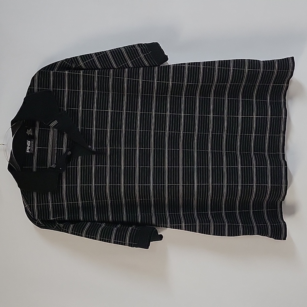 Ping Collection Men's Golf Textured Black Polo Shirt, Size Large
